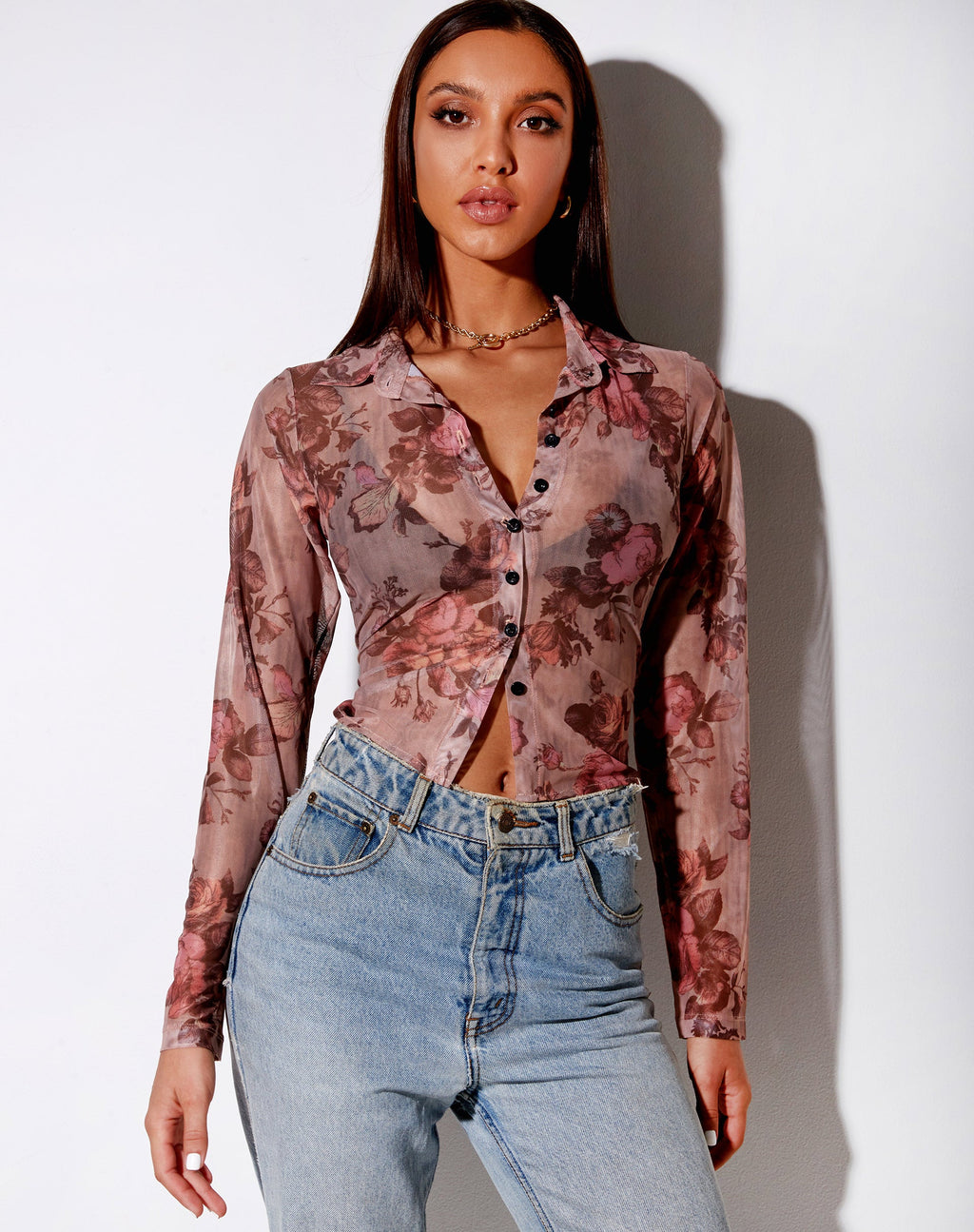 Kelly overhemd in Mesh Peach Bloom