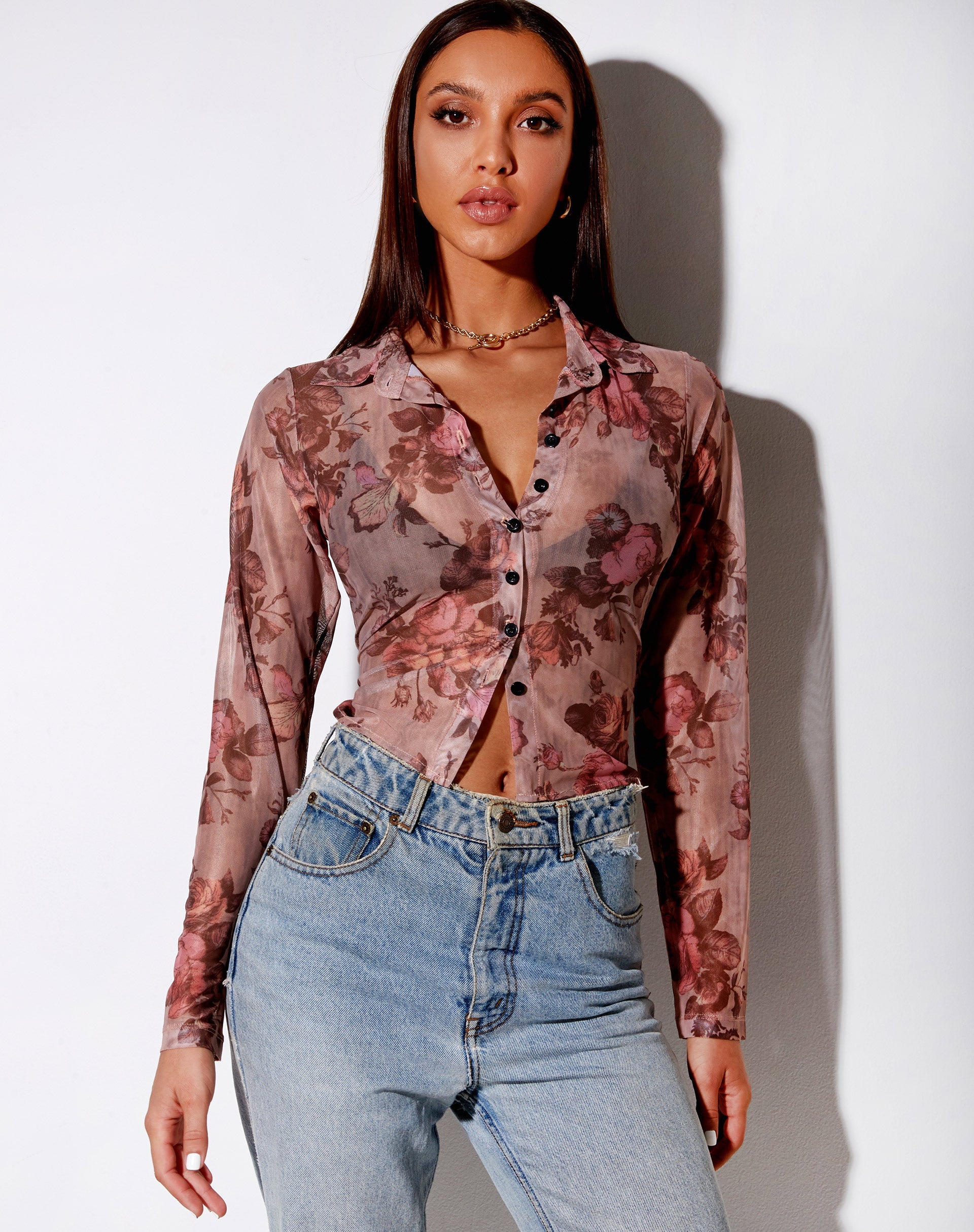 Afbeelding van Kelly Shirt in Mesh Peach Bloom