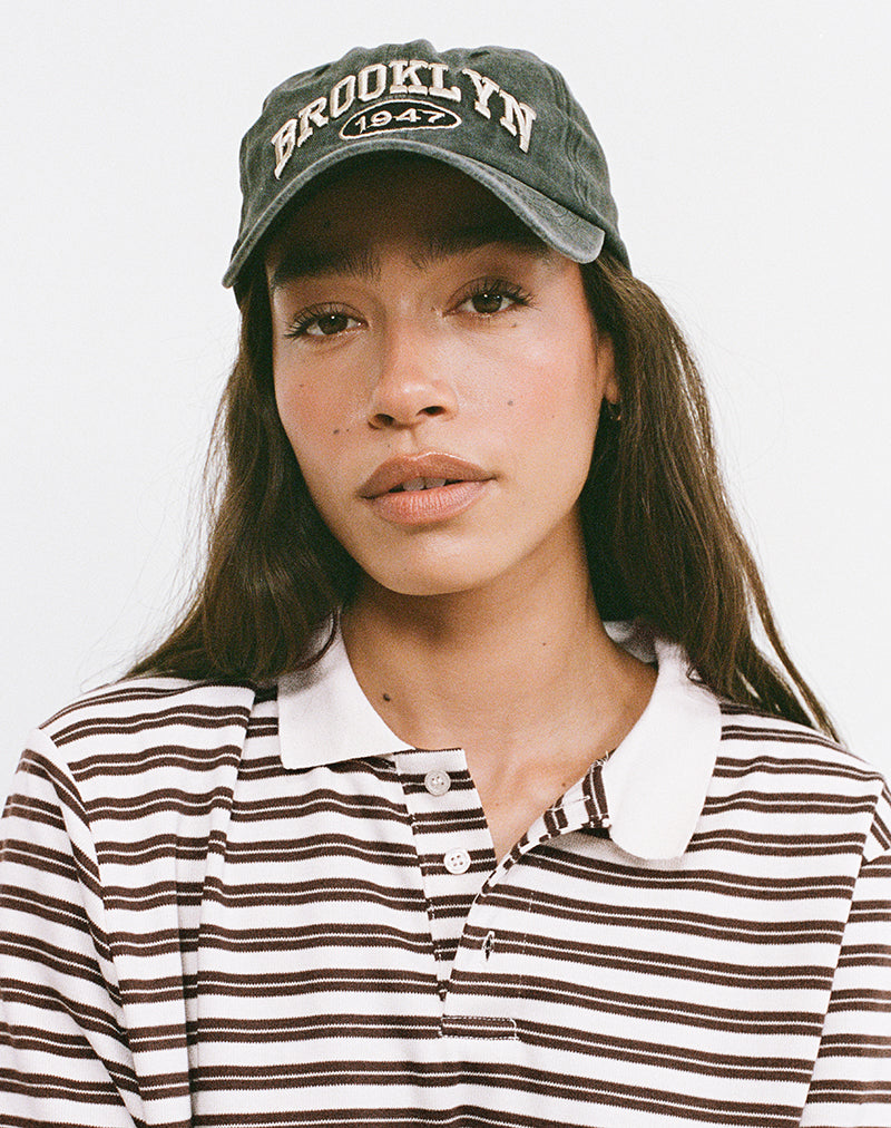 Afbeelding van Kemillau Baggy Shirt in Bruin met Witte Strepen