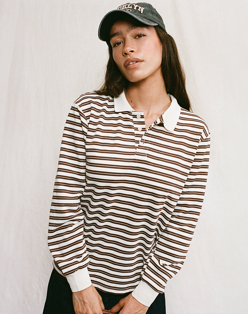 Kemillau Baggy Shirt in Bruin met Witte Strepen