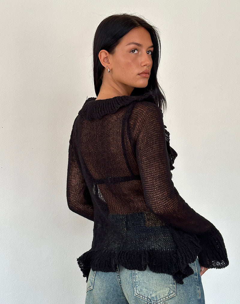 Afbeelding van Kendra Ruffle Cardi in Zwart