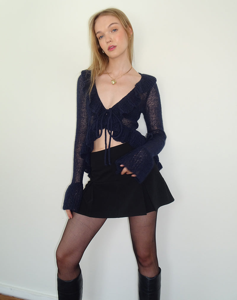 Afbeelding van Kendra Ruffle Cardi in Navy