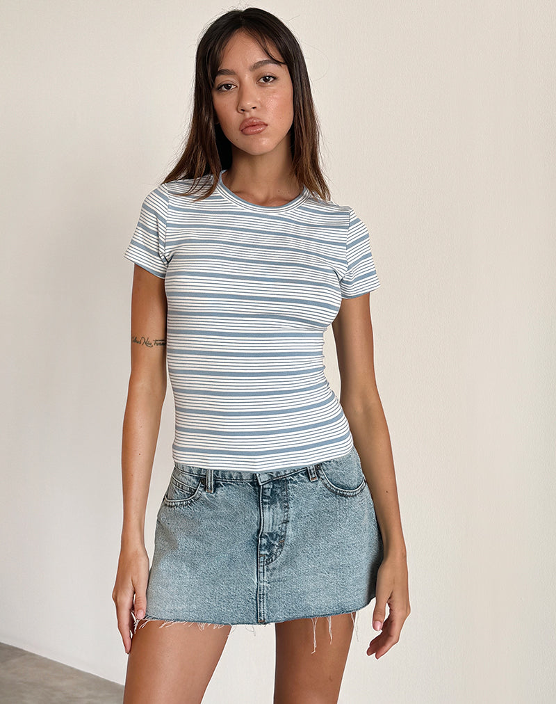 Afbeelding van Kenichi Top in Stripe Blue and White Jersey