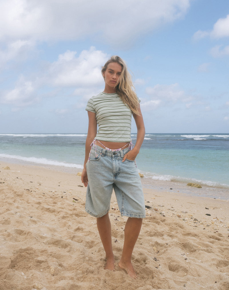 Afbeelding van Kenichi Top in Stripe Sage Green Jersey