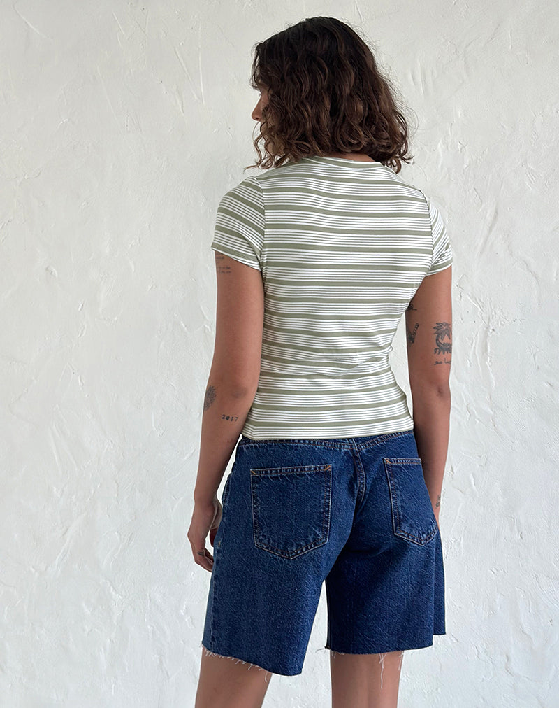Afbeelding van Kenichi Top in Stripe Sage Green Jersey