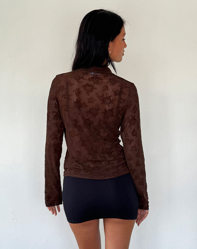 Afbeelding van Kenila Romantic Rose Shirt in Flock Bruin