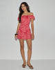Afbeelding van Kenja Bardot Mini Jurk in Retro Paisley Roze