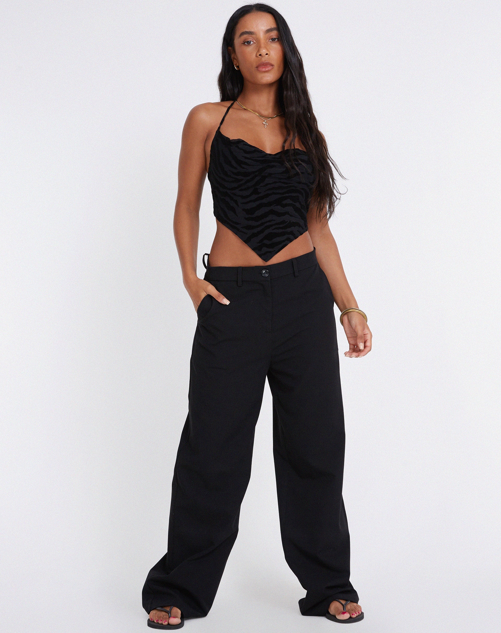 Afbeelding van Ketia Crop Top in Zebra Flock Zwart