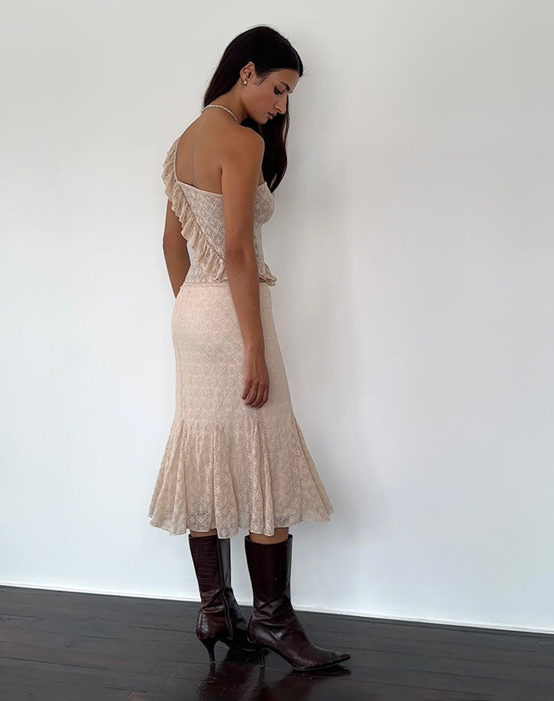 Afbeelding van Kezia Bandeau Frill Top in Textured Nude Lace