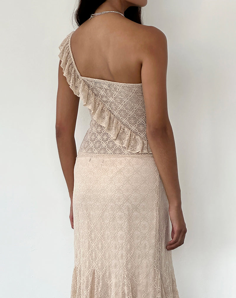 Afbeelding van Kezia Bandeau Frill Top in Textured Nude Lace