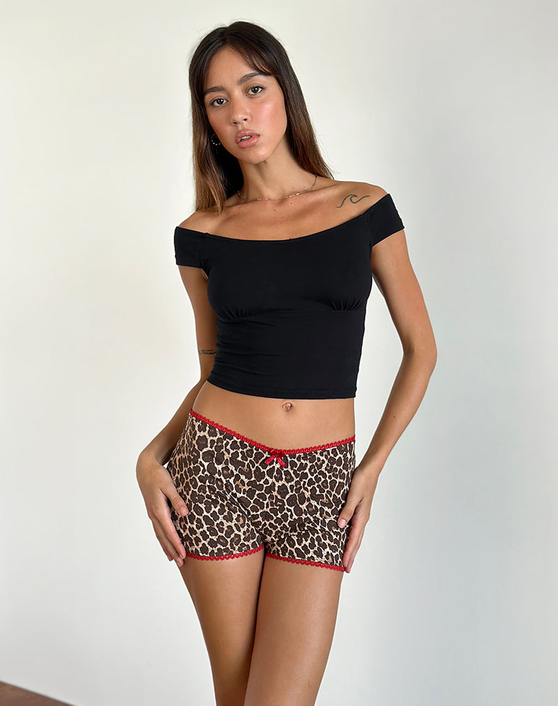 Afbeelding van Kichi Short in Rar Leopard Sandstorm met rode bies