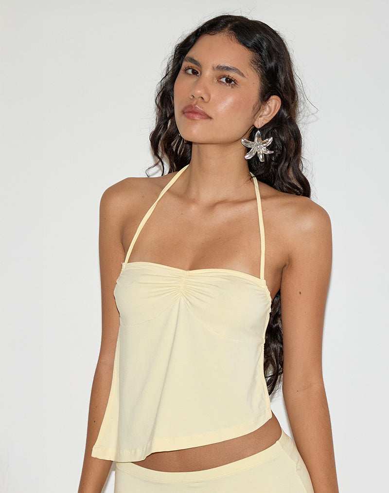 Kins Asymmetrische Halternek Top in Rayon Citroen