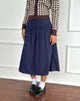 Afbeelding van Kiranila Midi rok in Baby Cord Inktblauw