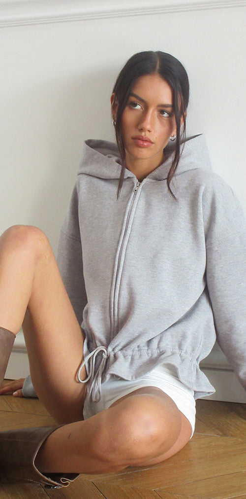 Afbeelding van Kit Cinched Waist Hoodie in Grijs Marl