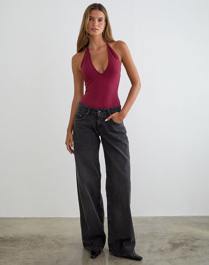 Afbeelding van Kitty Deep Plunge Bodysuit in bordeauxrood