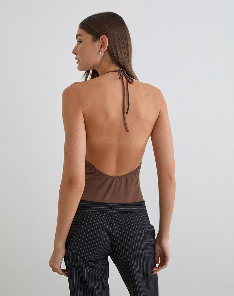 Afbeelding van Kitty Deep Plunge Bodysuit in Cocoa