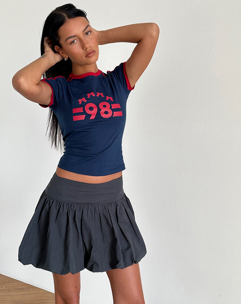 Kiyowo Puffball Mini Rok in Houtskoolgrijs