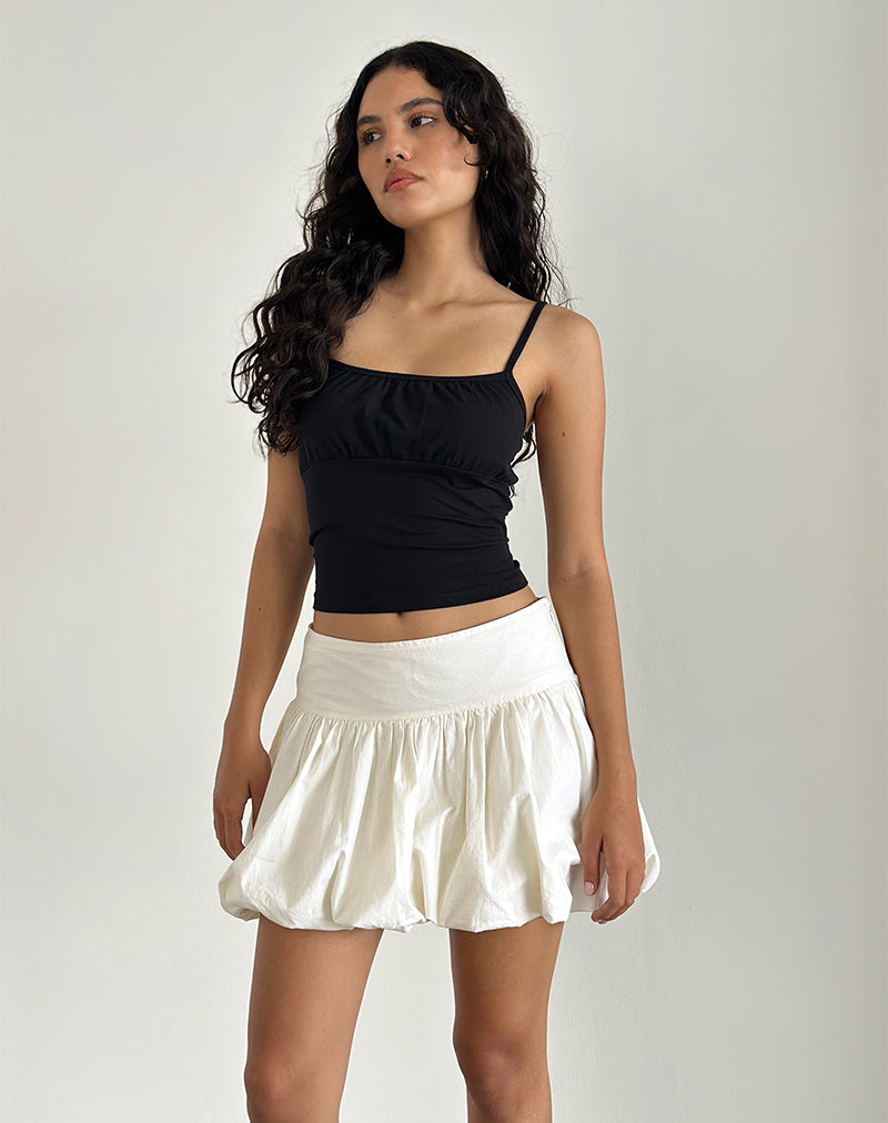 Kiyowo Puffball Mini Rok in Popeline Ivoor
