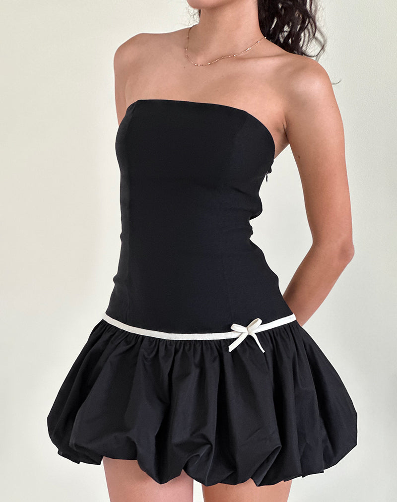 Klaita Puffball Mini Dress in Zwart