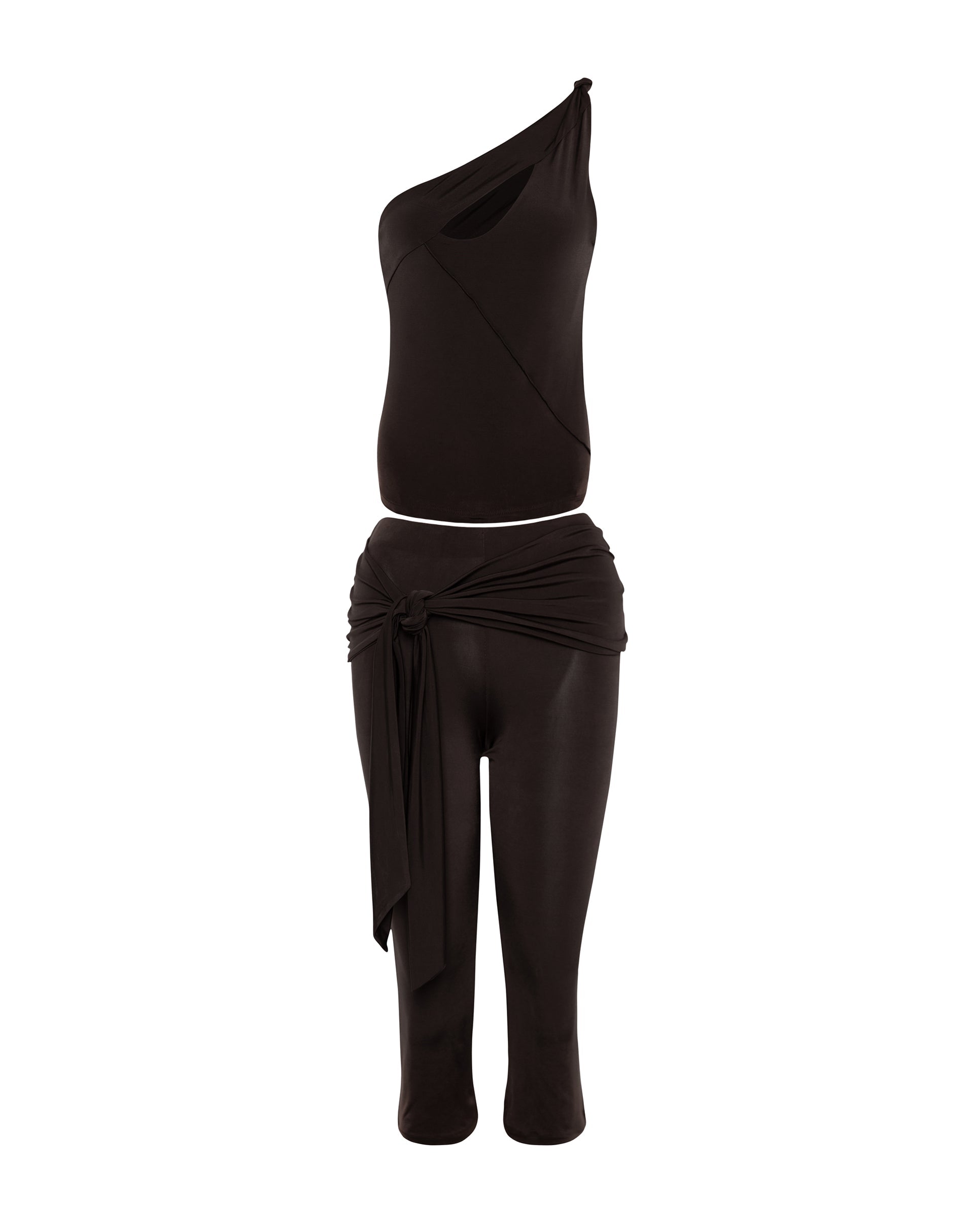 Afbeelding van Effy Capri Broek met Wrap Tailleband in Mocca