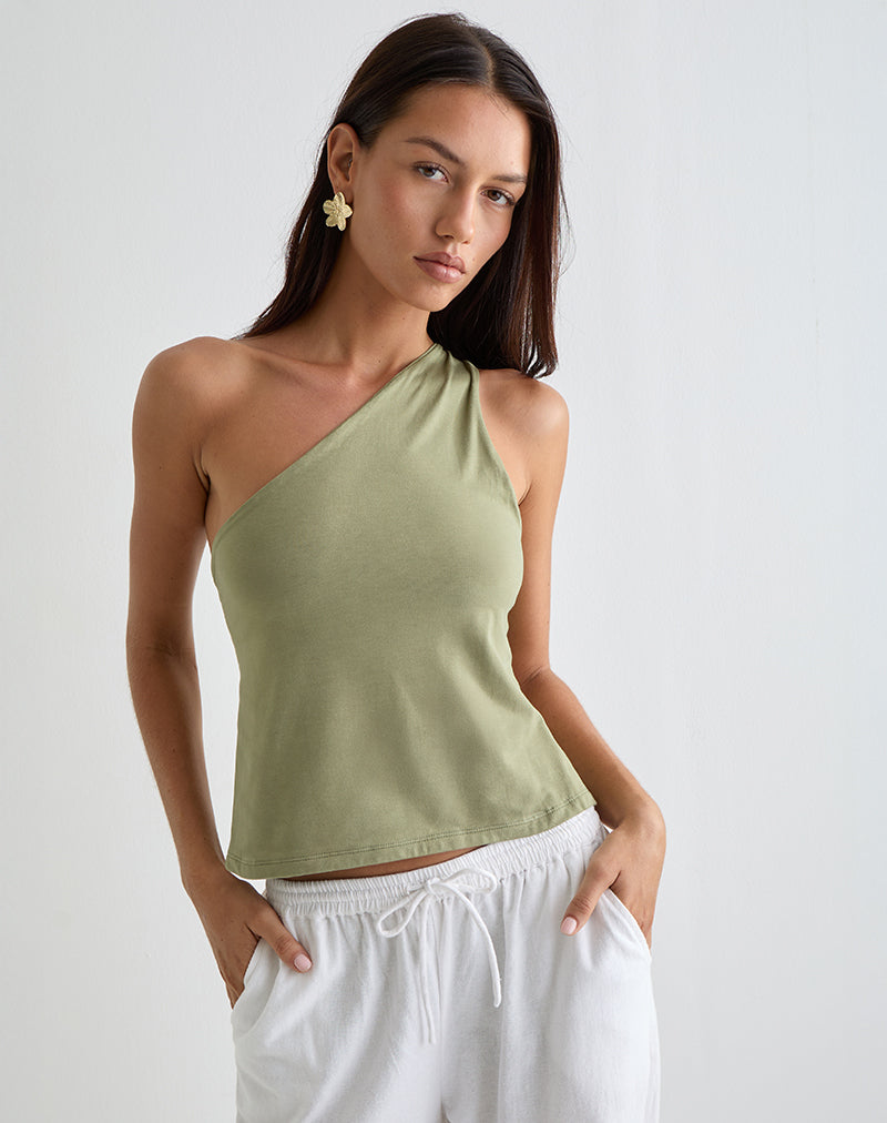 Klazari Top in Jersey Saliegroen