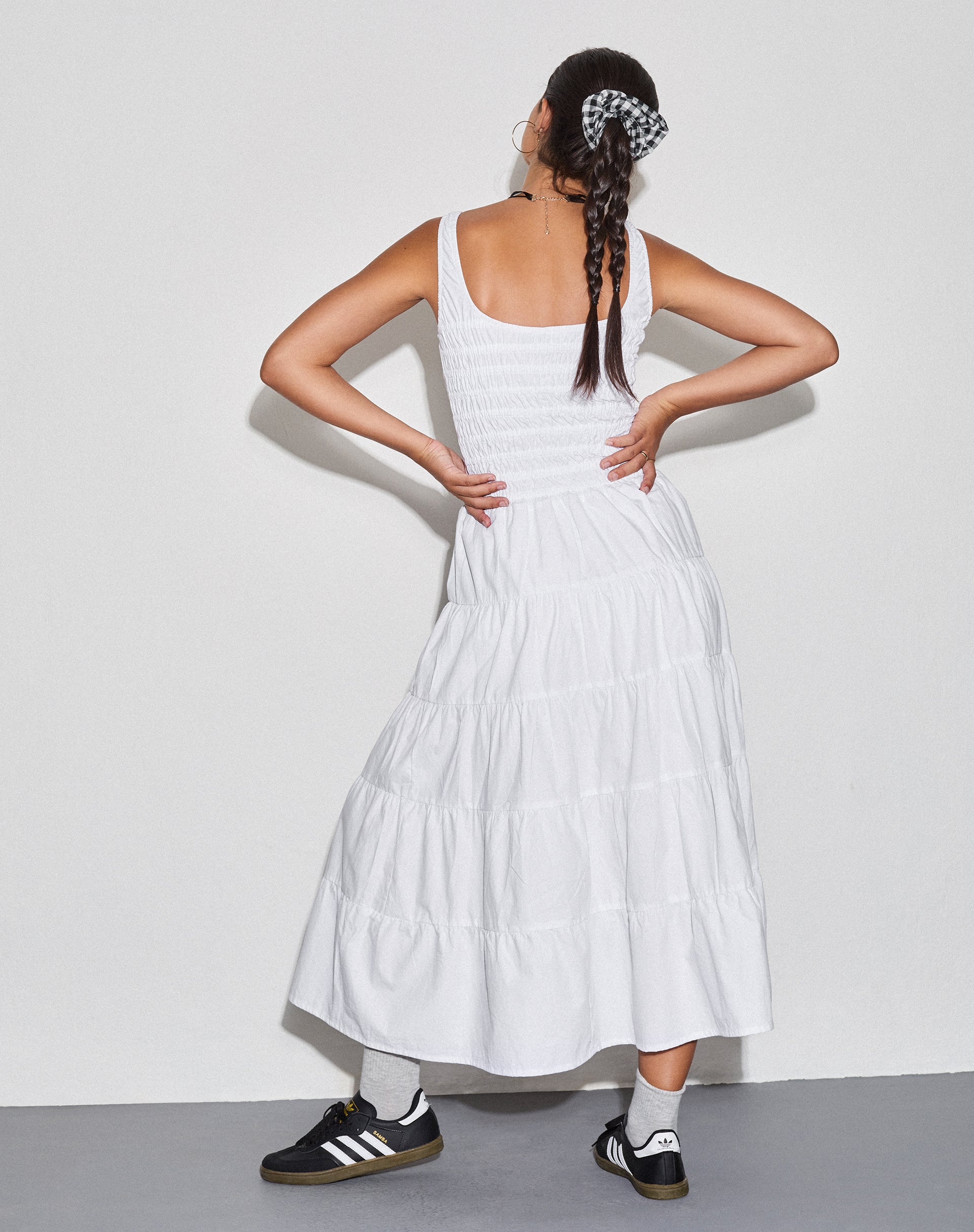 Afbeelding van Koizumi Gespreide Maxi Dress in Popeline Wit