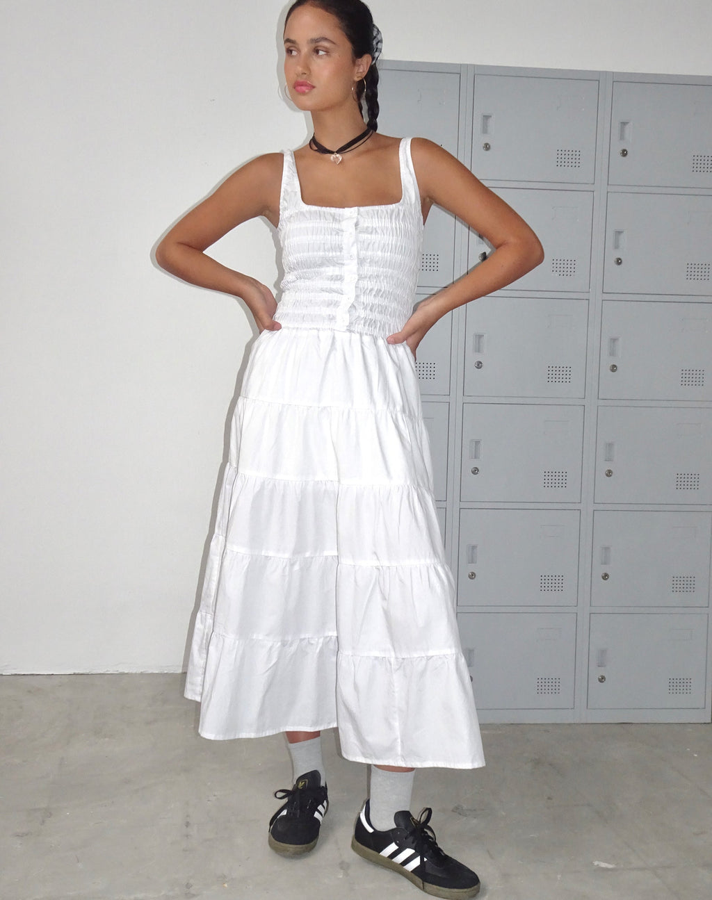 Koizumi Maxi Dress in Popeline Wit