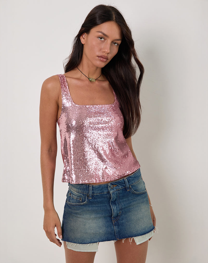Kosile Cami Top in Roze lovertjes