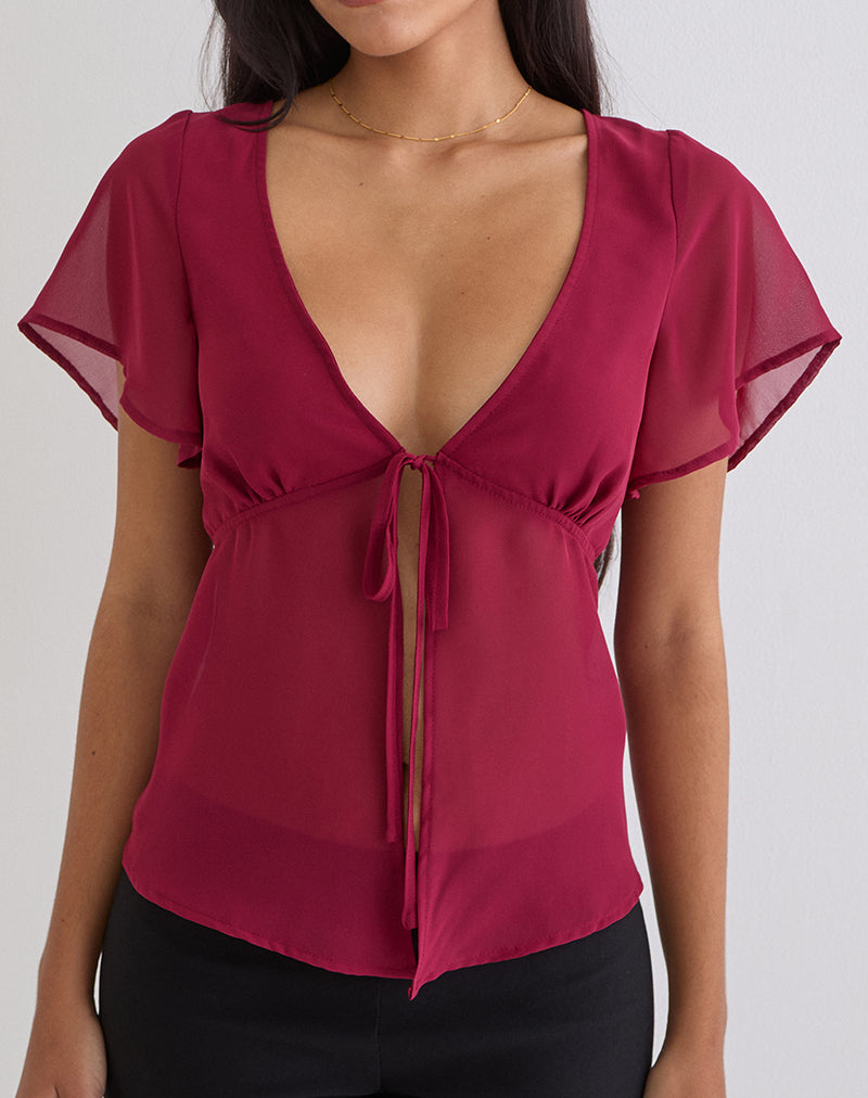 Kota chiffon blouse in bordeauxrood
