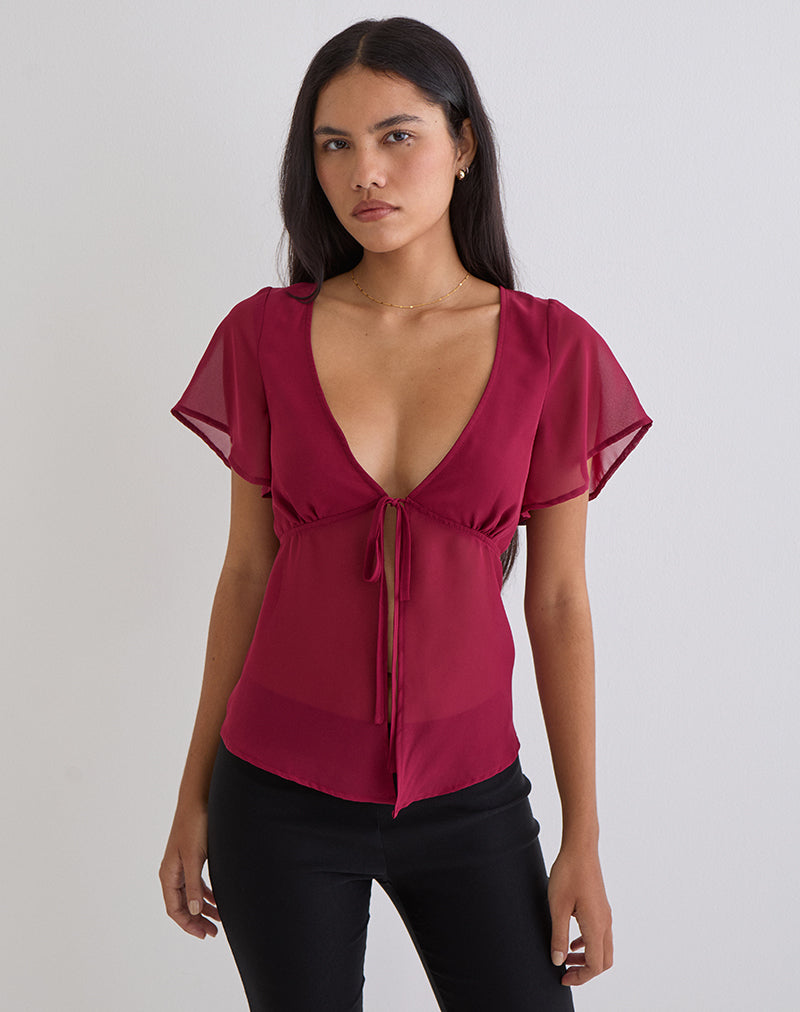 Afbeelding van Kota chiffonblouse in bordeauxrood