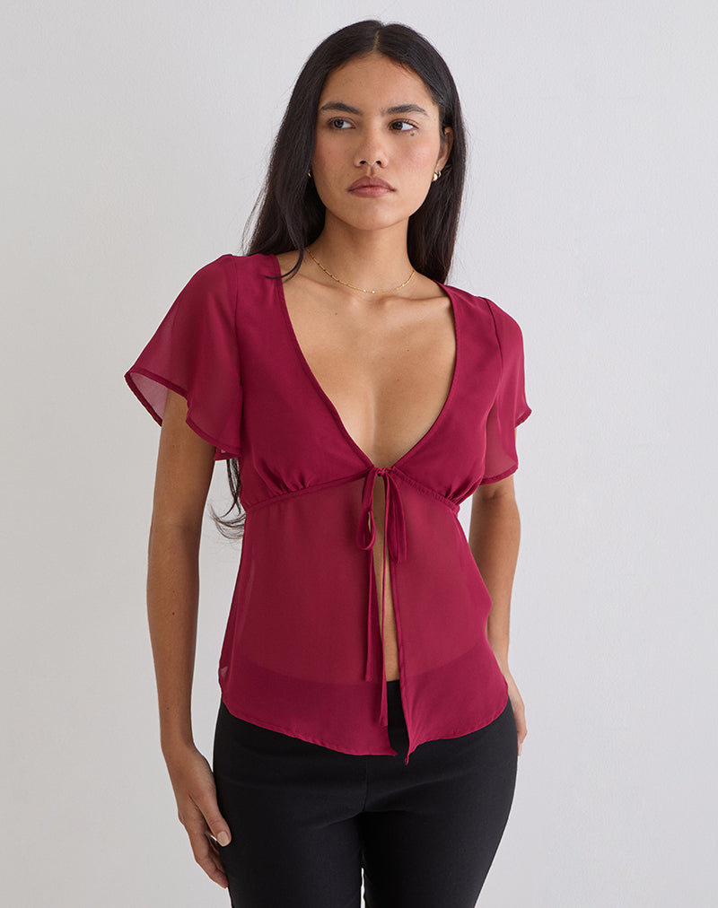 Afbeelding van Kota chiffonblouse in bordeauxrood