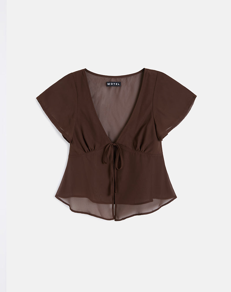 Afbeelding van Kota Chiffon Blouse Top in Bruin