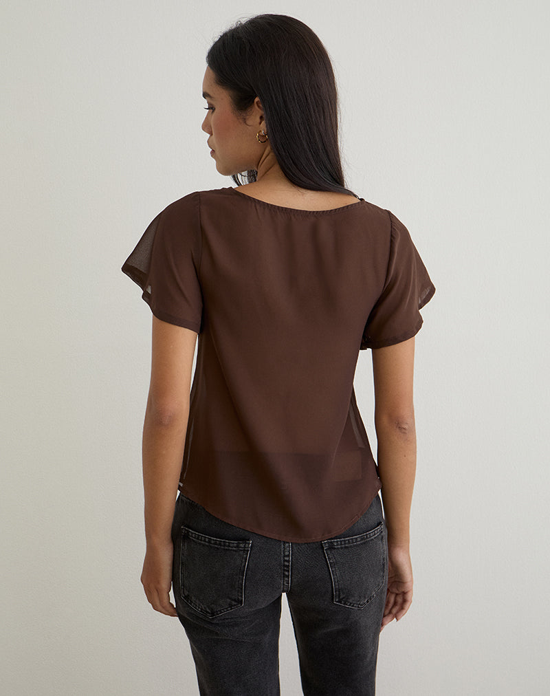 Afbeelding van Kota Chiffon Blouse Top in Bruin