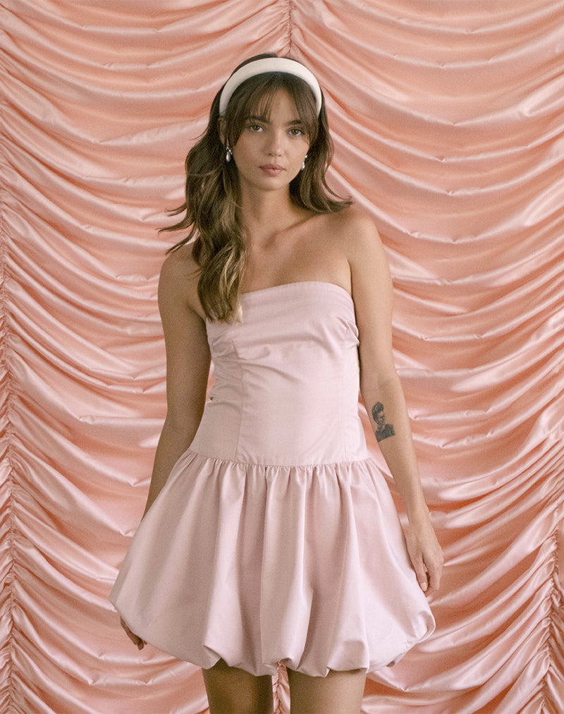 Krayofa Puffball Mini Jurk in Baby Roze