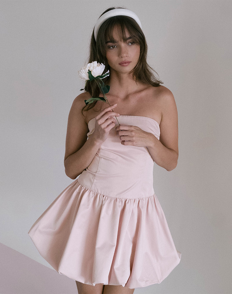 Krayofa Puffball Mini Jurk in Baby Roze