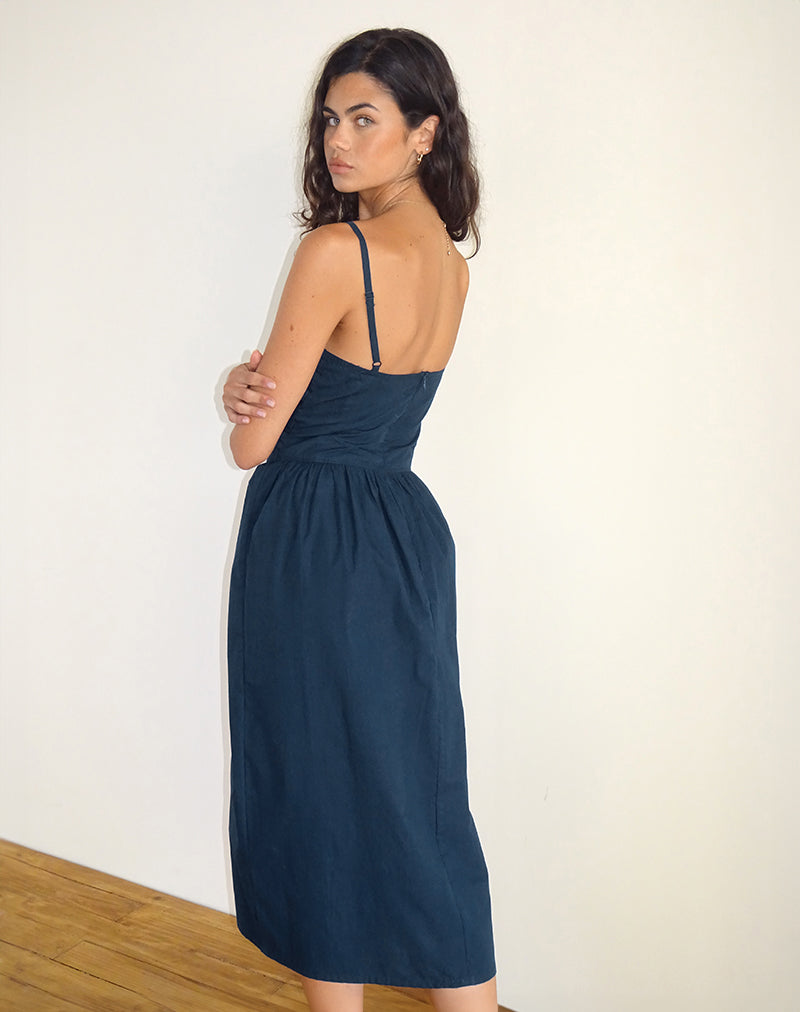 Afbeelding van Krista Maxi Dress in Poplin Navy