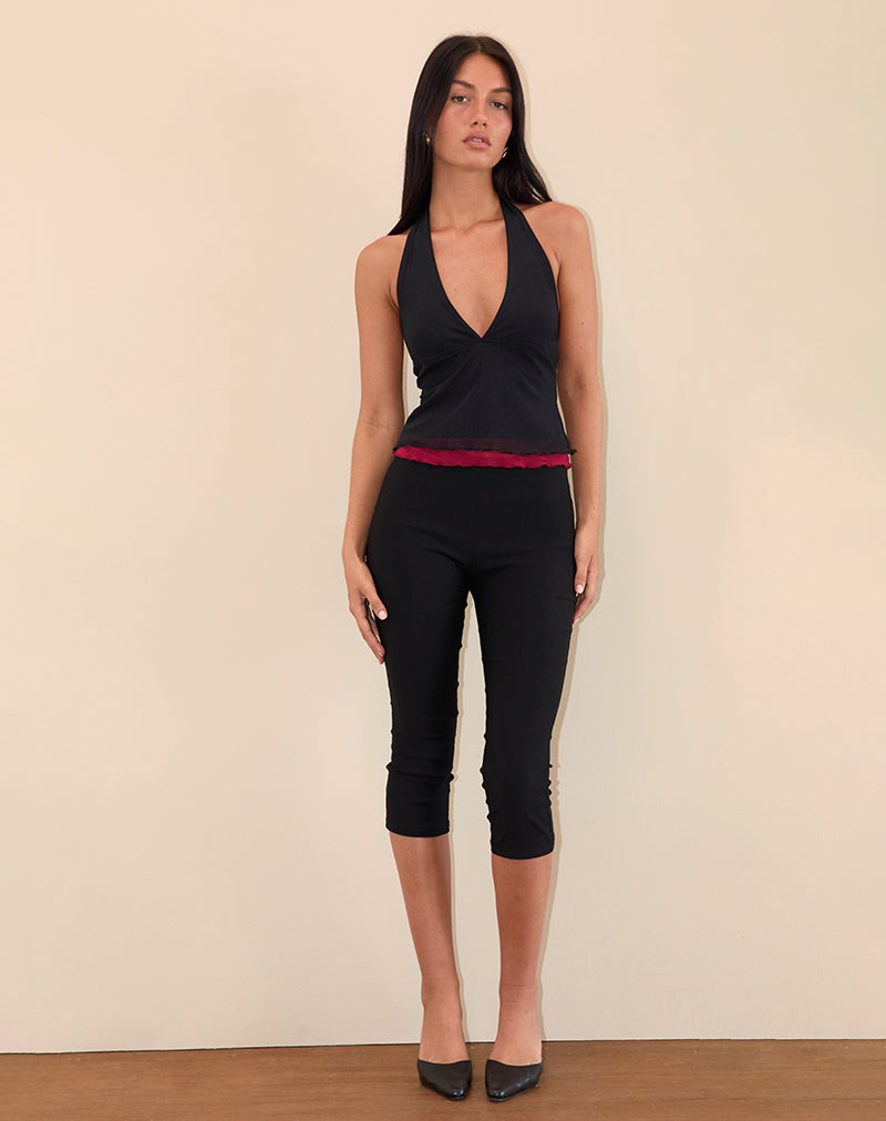 Afbeelding van Kubra Haltertop in Mesh Zwart en Rood
