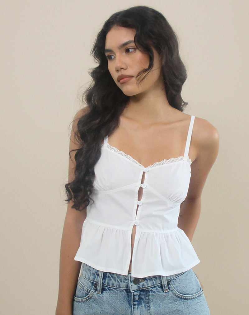 Afbeelding van Kugy Cami Top met Stropdas in Popeline Wit