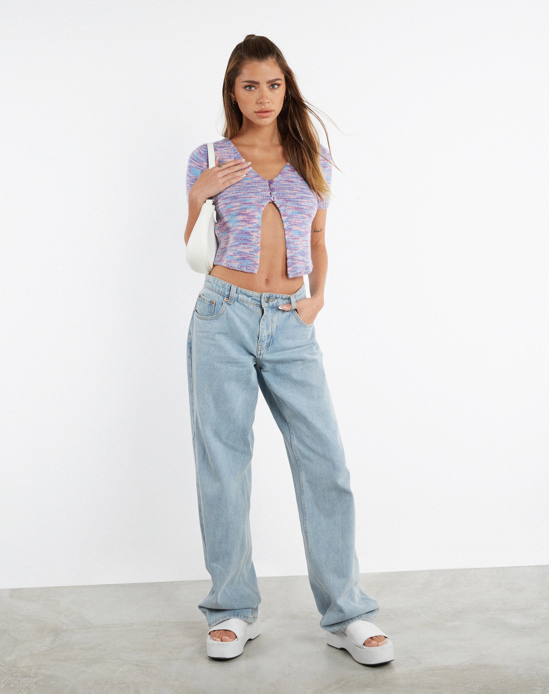 beeld van MOTEL X JACQUIE Kusha Crop Top in Mix Space Dye Knit Lila