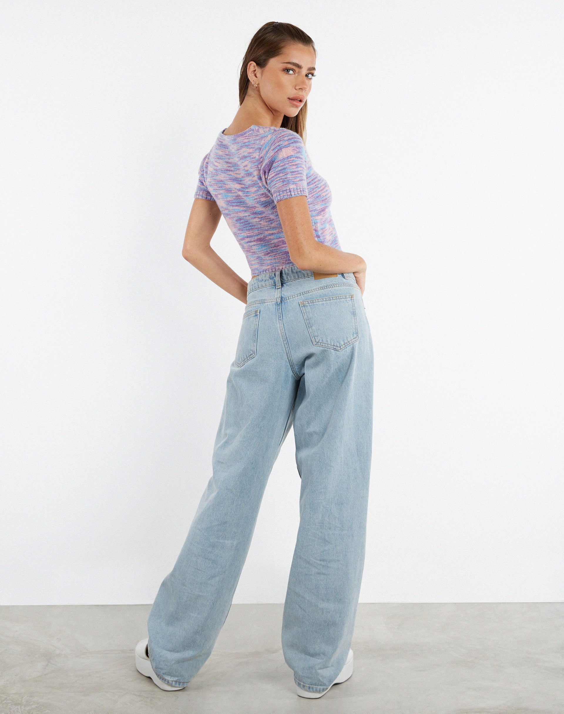 beeld van MOTEL X JACQUIE Kusha Crop Top in Mix Space Dye Knit Lila