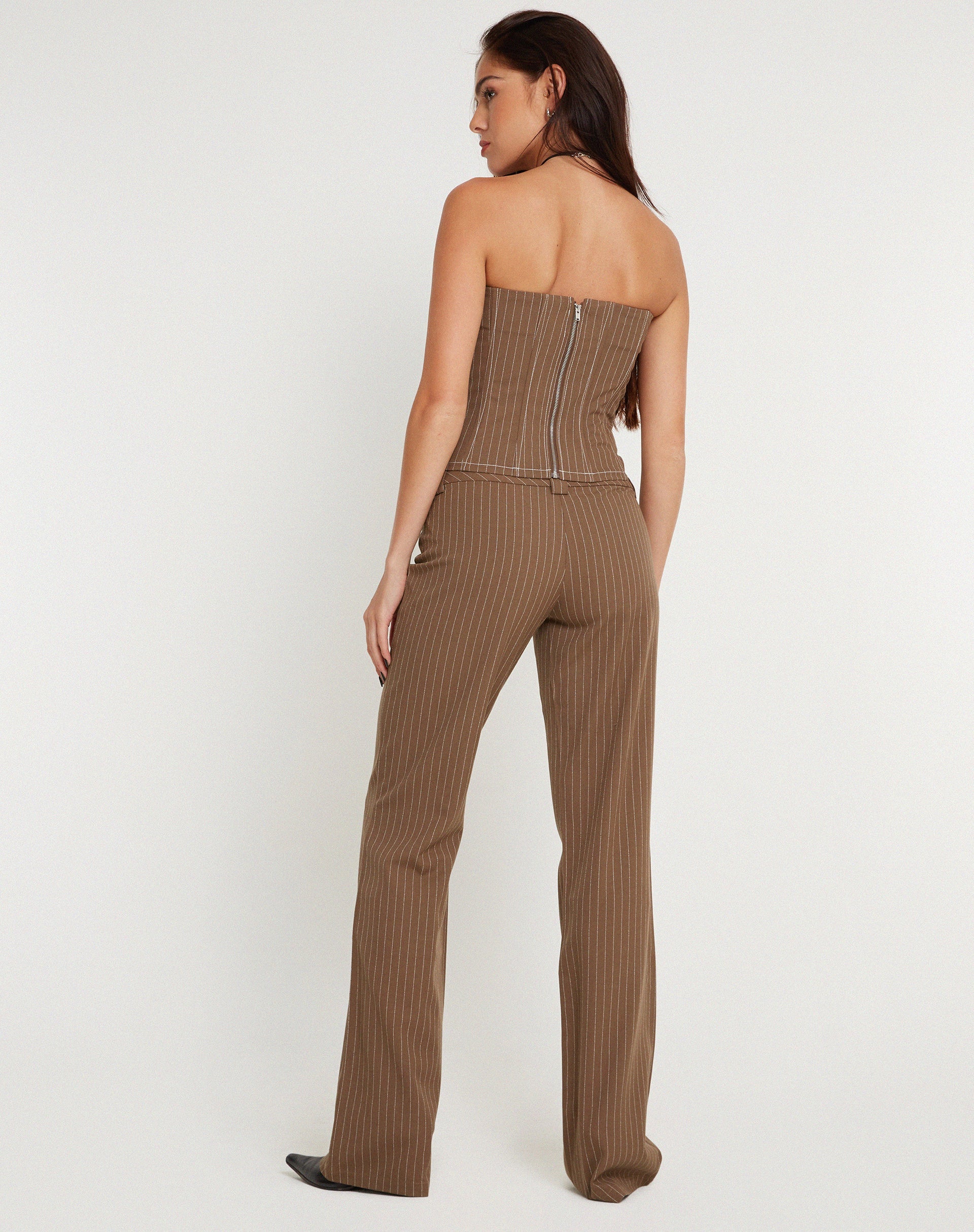 Afbeelding van Kyana Corset Top in Krijtstreep Bruin