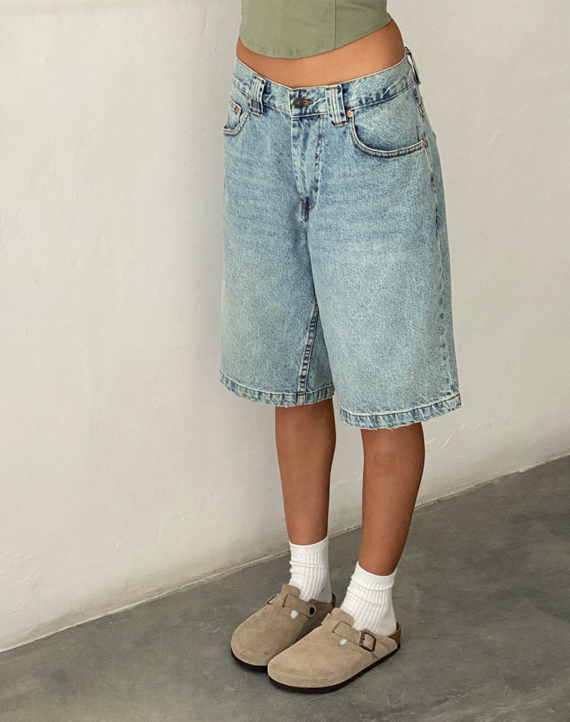 Afbeelding van Low Rise Skater Short in Bleach Denim