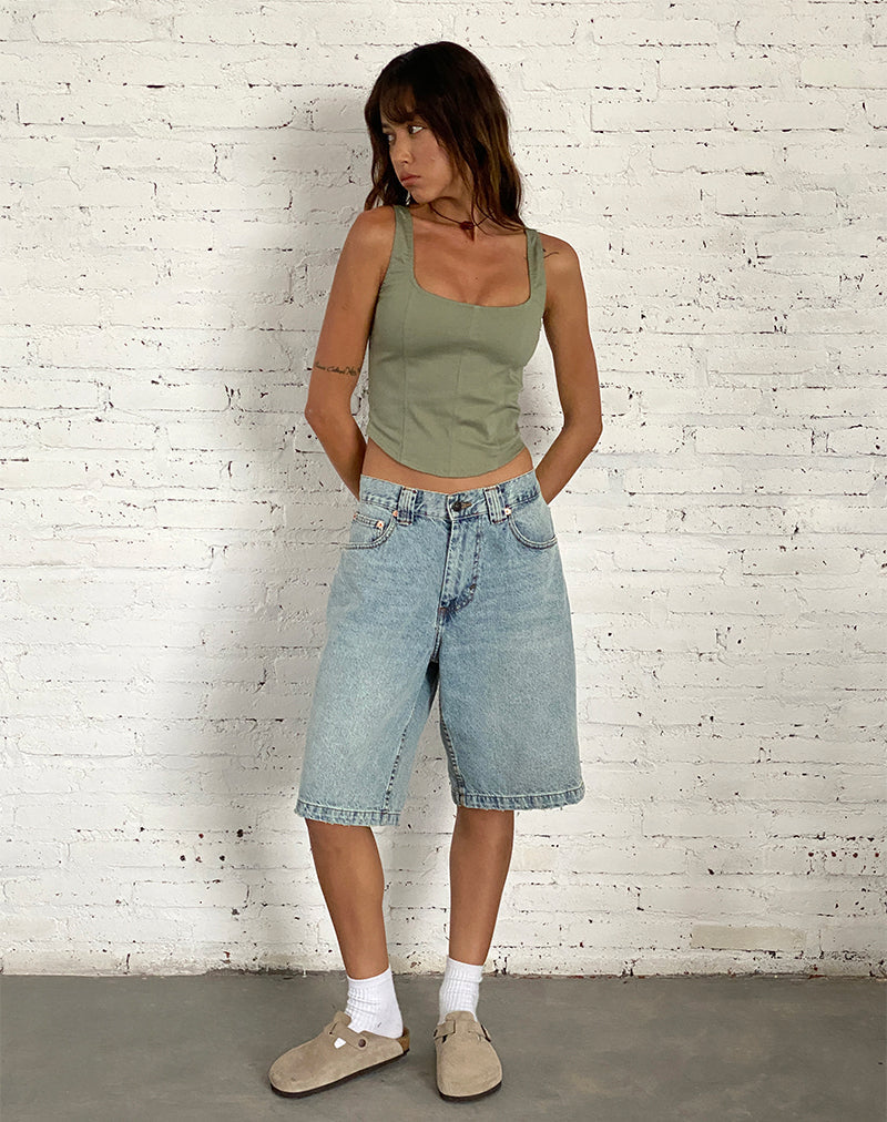 Afbeelding van Low Rise Skater Short in Bleach Denim