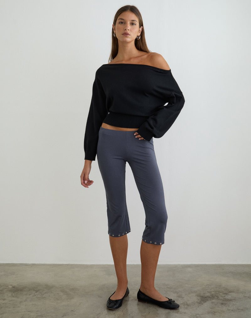 Kyogai Capri-broek in Jersey Ocean Storm met oogjes