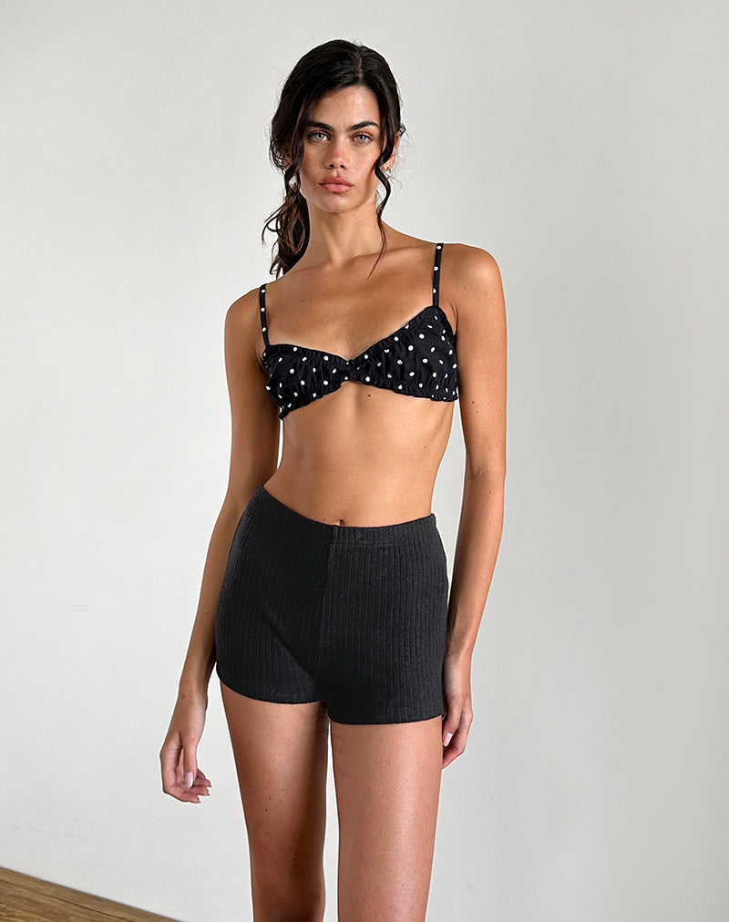 Kyomi Micro Korte Broek in Geribd Zwart