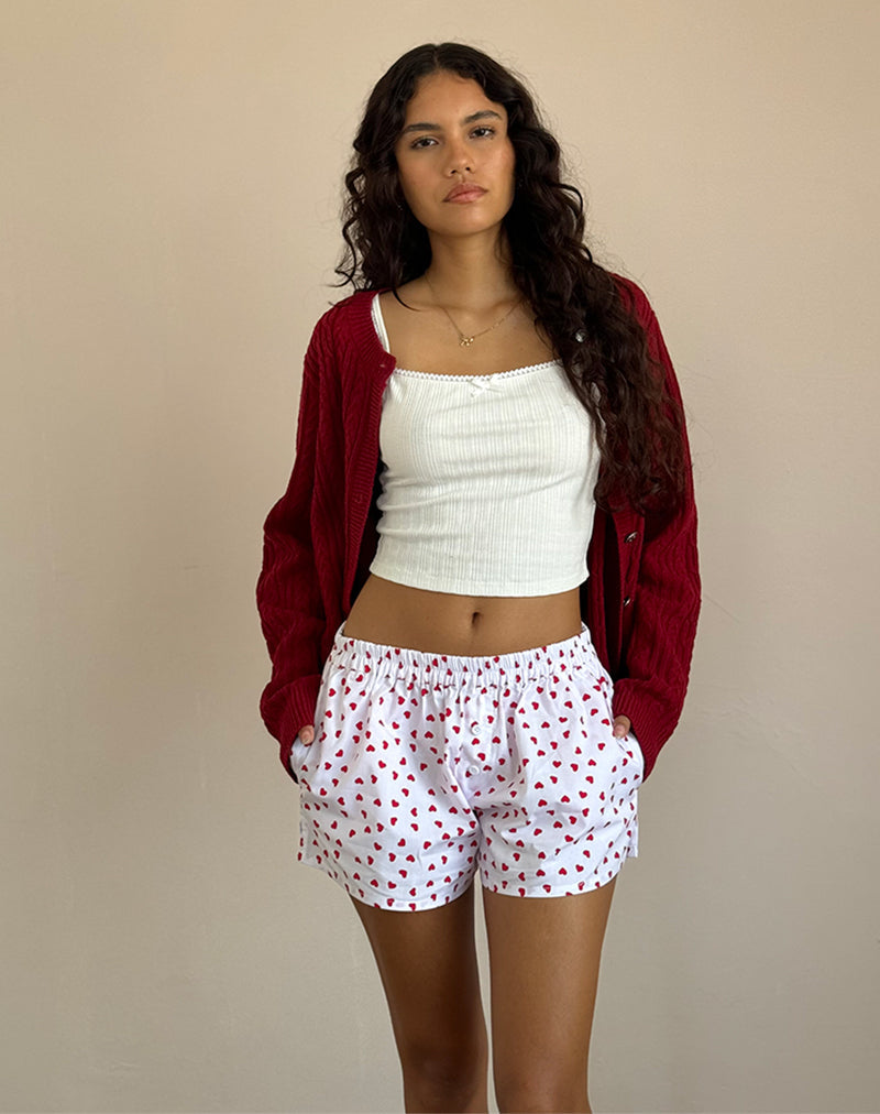 Afbeelding van Laboxe Shorts in White Red Hearts