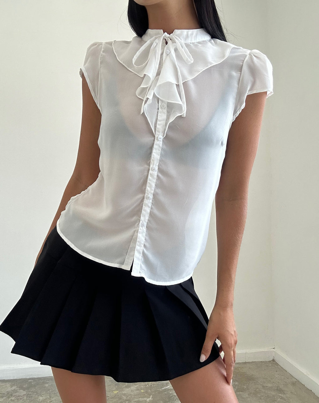 Lada Blouse in Wit Chiffon