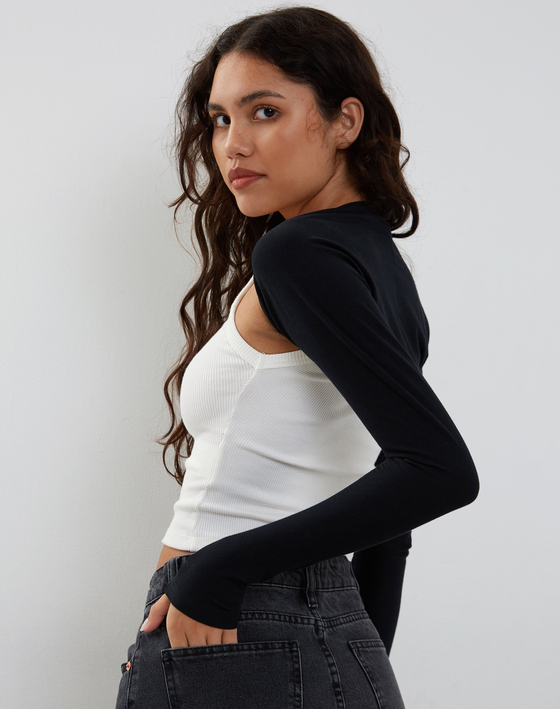 Afbeelding van Ladri Shrug Top in zwart lycra