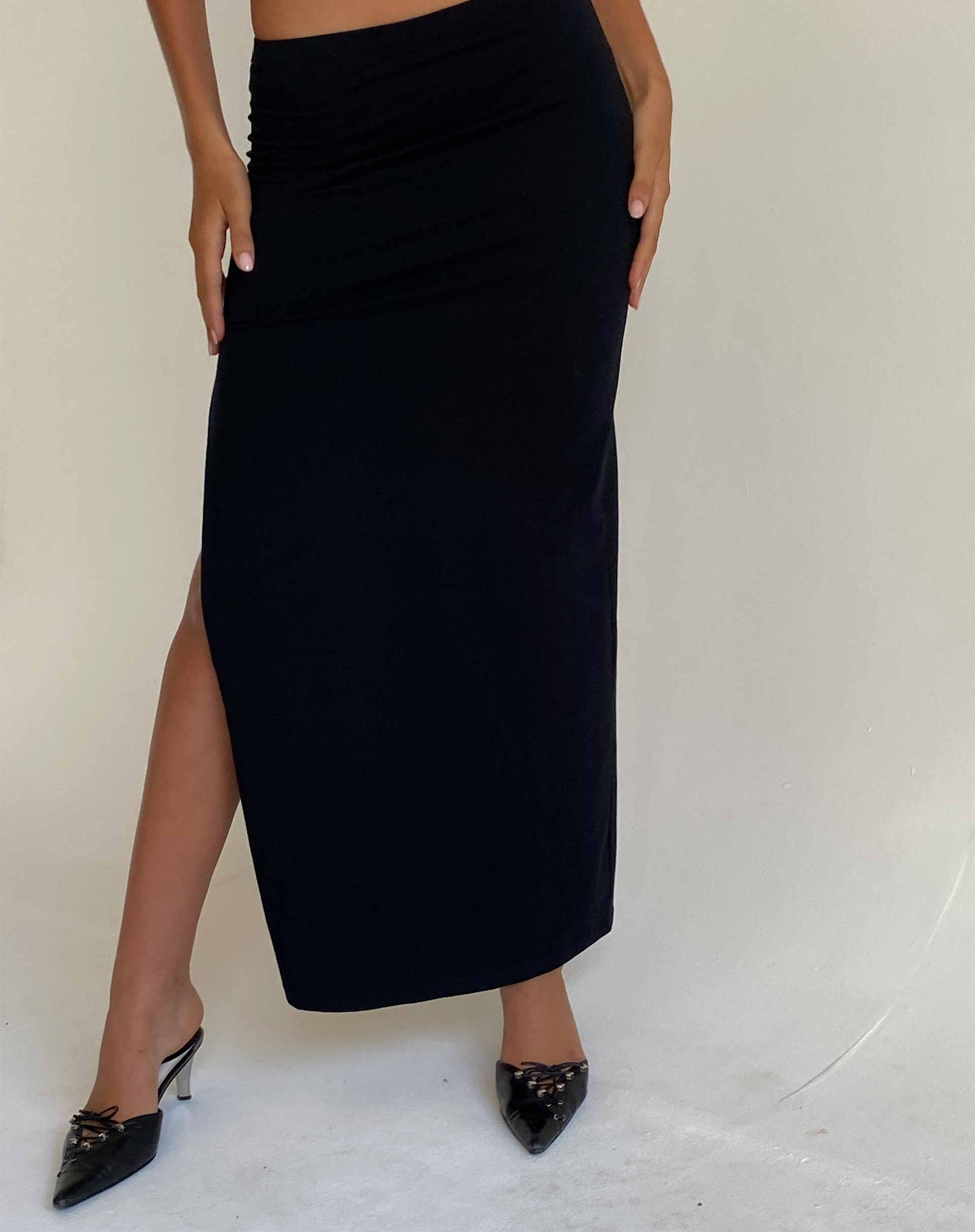 Afbeelding van Stusie Split Hem Maxi Rok in Zwart