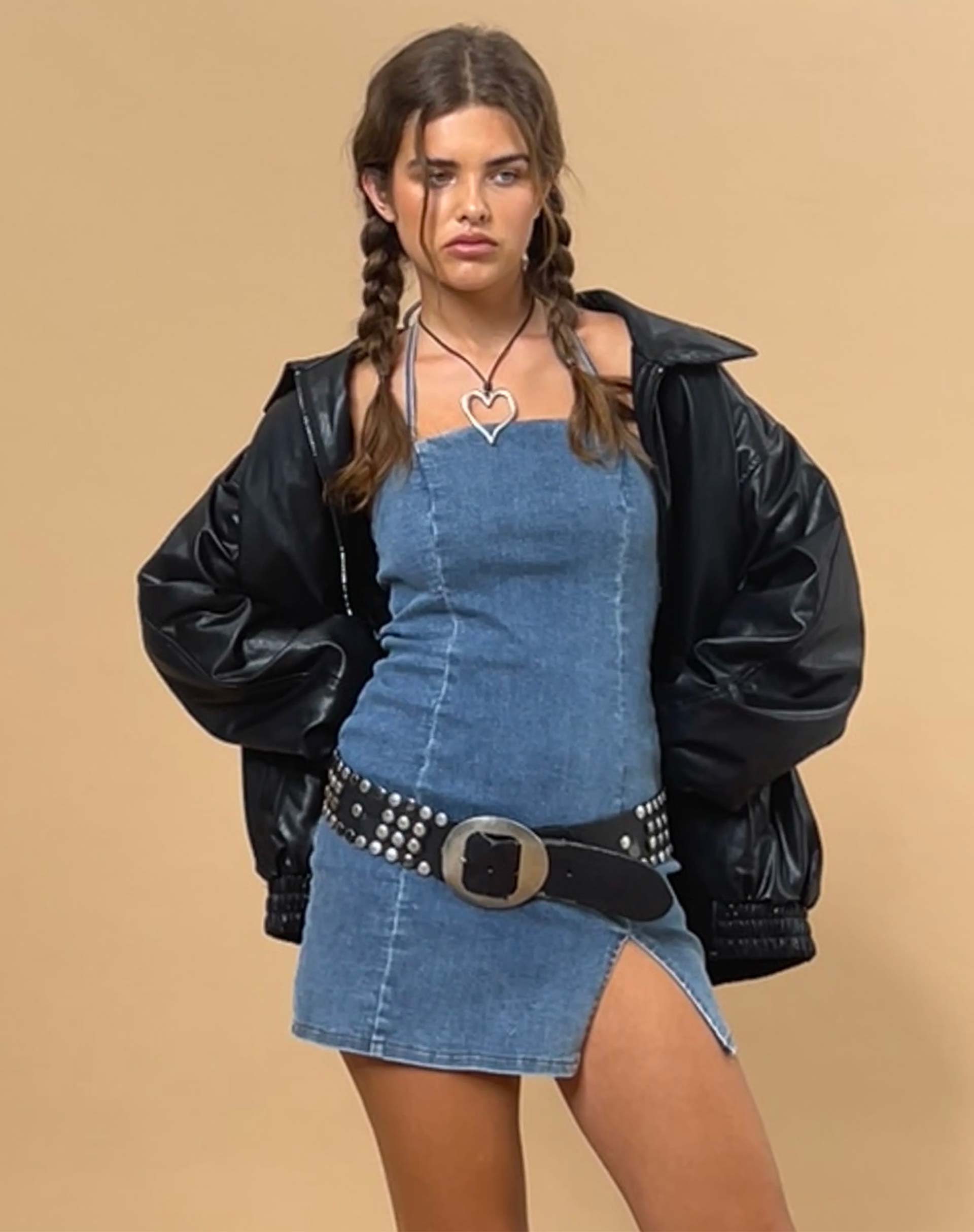 Afbeelding van Laica Denim Mini Dress in Blue Wash